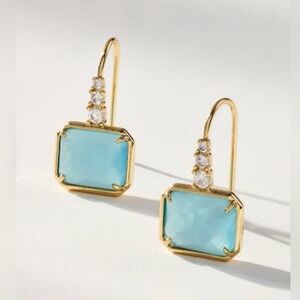 Anthropologie Faceted Stone Drop Earrings in Blue | NWT